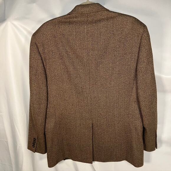 Vintage Club Room Mens 41R Brown Tweed Blazer Suit Jacket Wool Silk Alpaca Blend - Picture 14 of 16